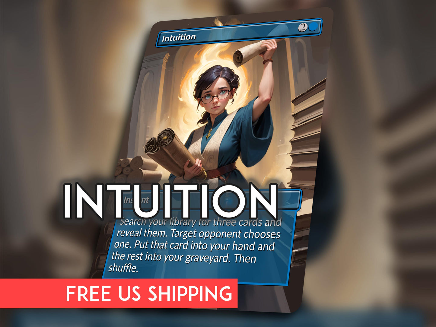 Intuition MTG Proxy Card: Original Artwork, Black Core Cardstock