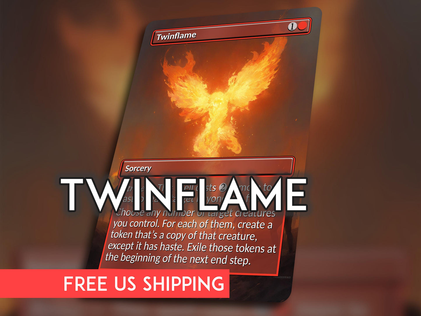 Twinflame MTG Proxy Card, Original Art Commander