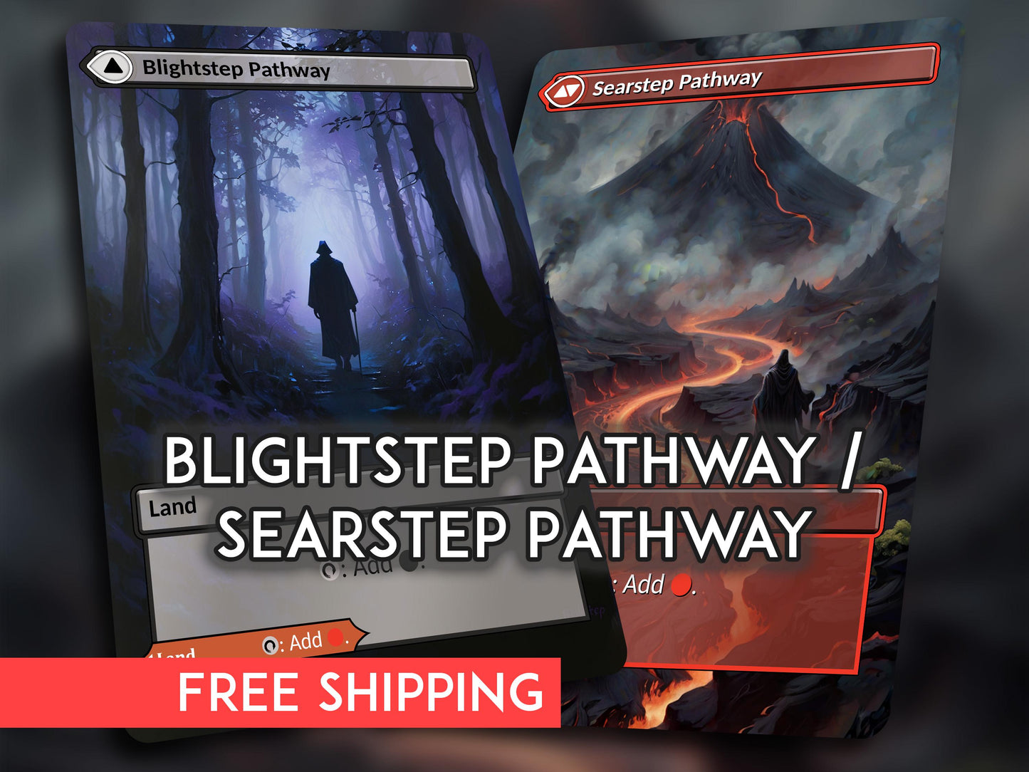 MTG Proxy Pathway Lands: Blightstep/Searstep, Double-Sided Cards