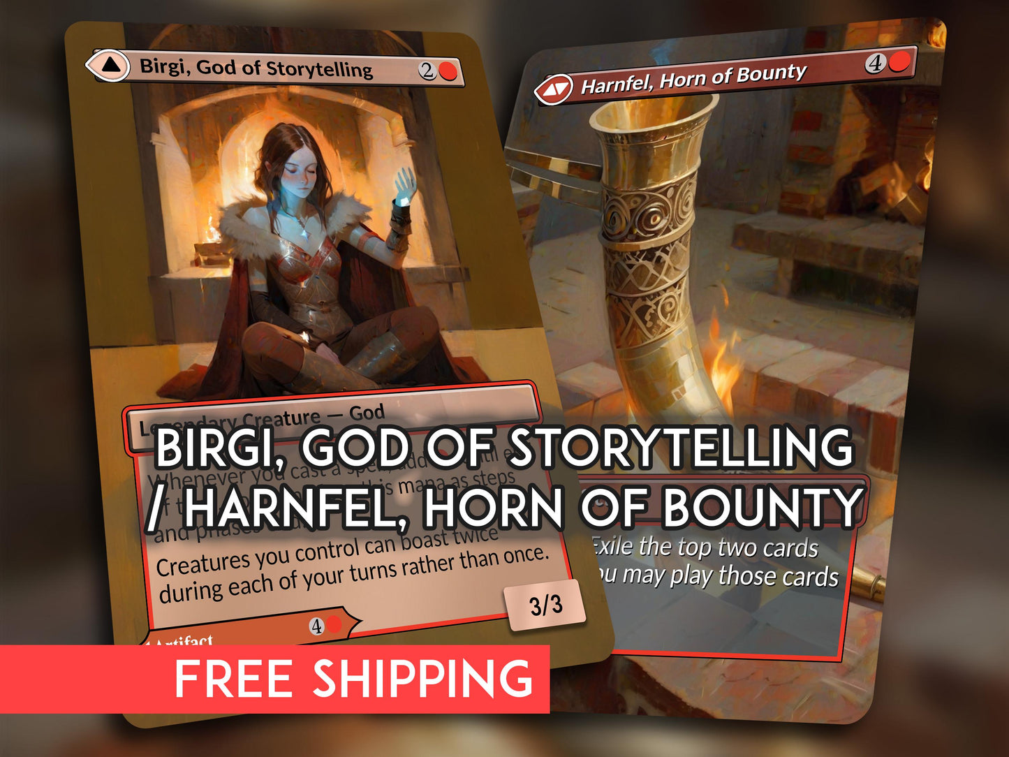 Birgi, God of Storytelling / Harnfel, Horn of Bounty MDFC Proxy