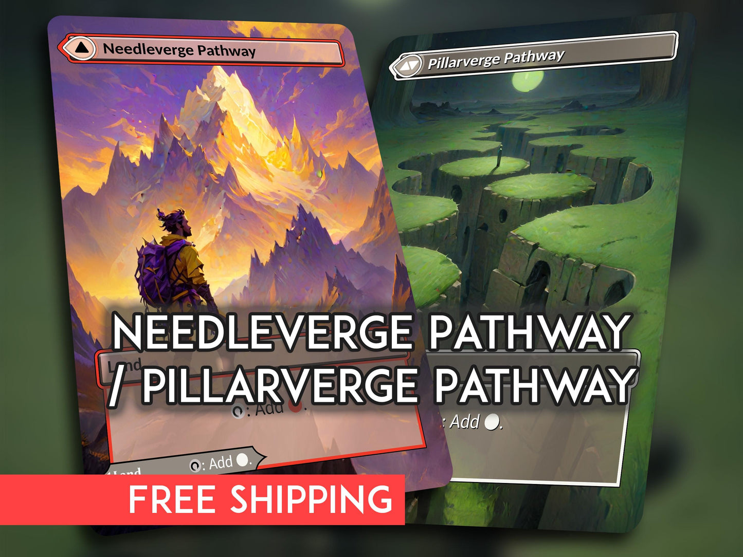 MTG Proxy Pathway Lands: Needleverge/Pillarverge, Double-Sided Cards