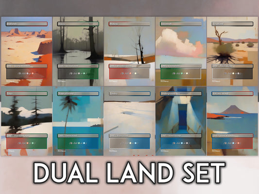 Dual Proxy Lands Set - Minimalist Style - MTG Proxy Set for Commander EDH - Taiga, Tundra, Volcanic Island