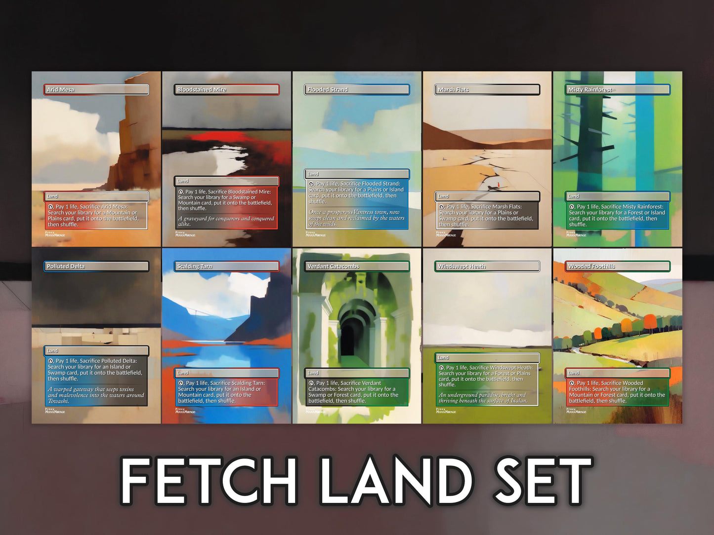 Minimalist MTG Fetch Land Proxy Set: Commander EDH