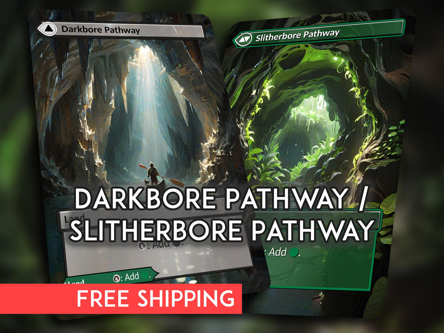 MTG Proxy Pathway Lands: Darkbore/Slitherbore, Double-Sided Cards