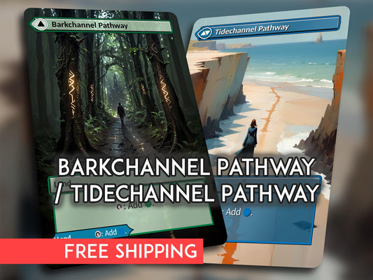 MTG Proxy Pathway Lands: Barkchannel/Tidechannel, Double-Sided Cards